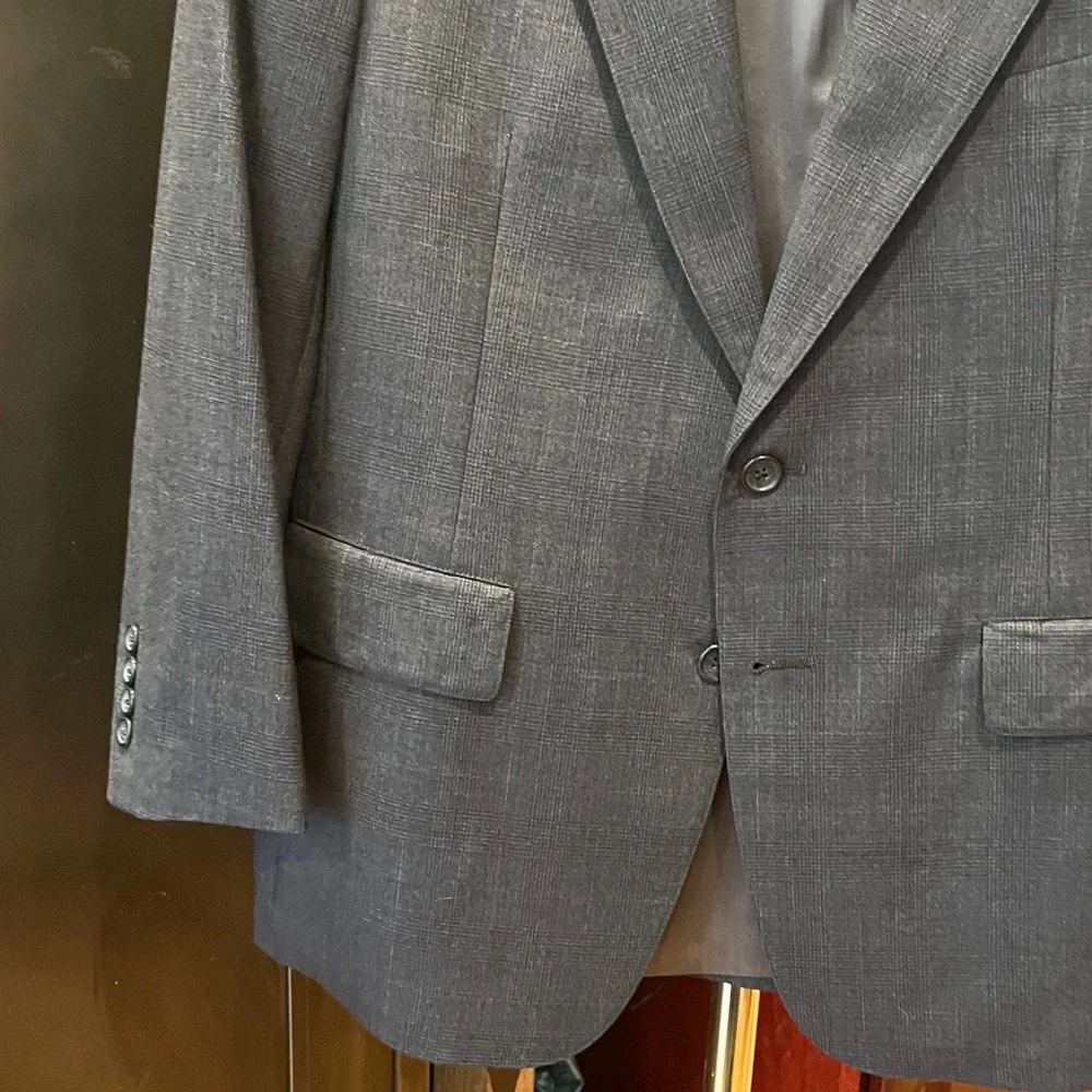 🥑Vintage Turnbury 2 piece suit 100% wool jacket and pants blue/gray plaid